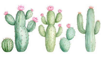 Watercolor cactus illustrations