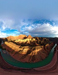 Panoramic view of a canyon river