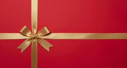 Red Gift with Golden Ribbon and Bow, Perfect for Christmas or Birthday Presents.