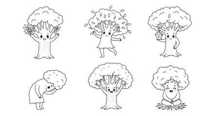 Enchanting cartoon trees for kids coloring book fun and creative nature learning