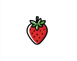 Fototapeta premium A simple, flat vector icon of a strawberry, minimalist design with clean bold lines and a white background