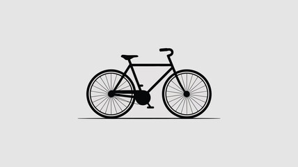 Obraz premium A simple black bicycle illustration with thin lines on a light gray background in side view
