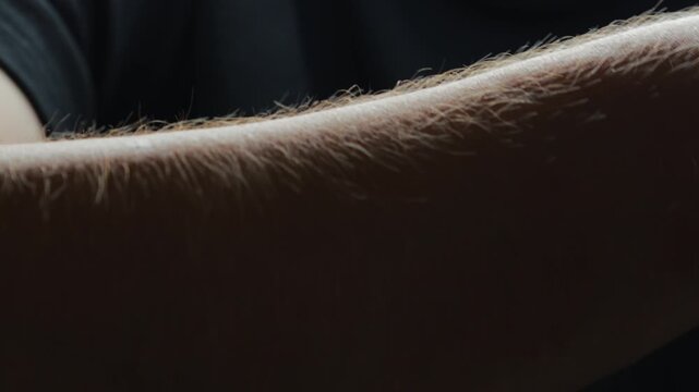 Growing hair on the trunk macro video.
Hairy male arm close-up in this video.
Strong hair growth on the body of an adult man and increased testosterone levels.
Puberty in a teenager