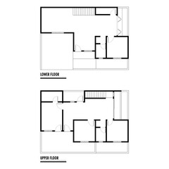 Architecture plan with furniture. home floor plan, isolated on white background, stock illustration.