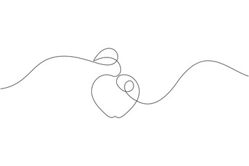 Obraz premium Apple fruit continuous one line drawing minimalist healthy and organic outline vector illustration