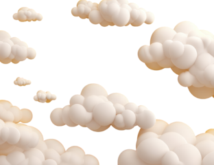 Cartoonish clouds against black background