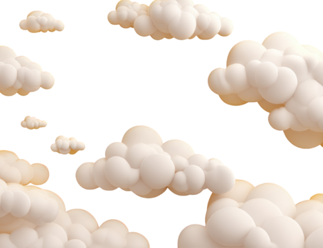Cartoonish clouds against black background