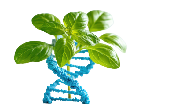 Basil plant with DNA helix