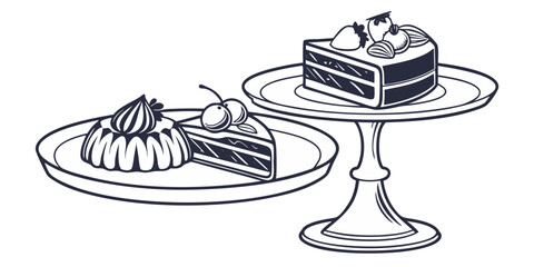 Delicate cakes on a vintage cake stand
