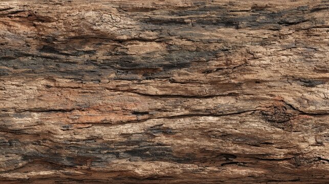 Close-up of weathered, textured tree trunk