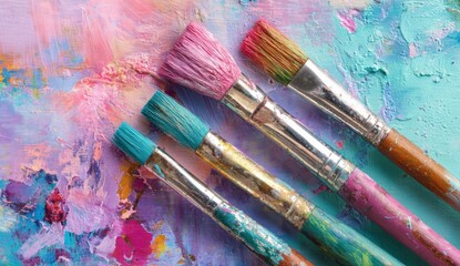Obraz premium Paintbrushes on a colorful palette