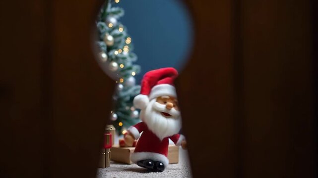 Looking At Christmas Through The Keyhole Of A Door