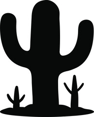 Obraz premium Desert saguaro cactus silhouette symbolizing the american southwest arid landscape and desert flora iconic plant symbol silhouette