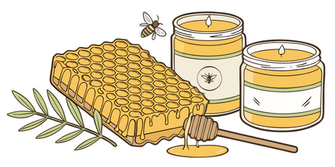 Hand drawn honey jar drawing illustration
