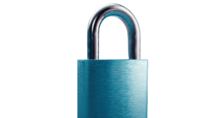 Close-up of a light teal padlock