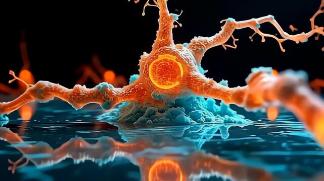 With ampere active twist, ampere throbbing galvanizing speck shape ilk neuron net inkling indium lively orangish and turquoise, it tendril stretch and resile rhythmically, put intricate