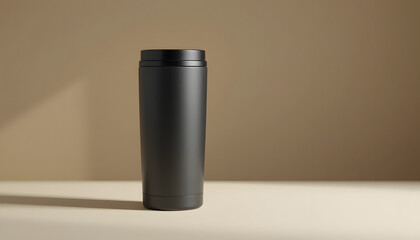 Sleek Black Insulated Tumbler Mockup - Modern Coffee Cup Design