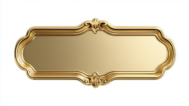Elegant gold nameplate features ornate decorative borders with polished metallic finish. - Powered by Adobe