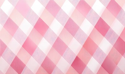 Soft pink and white checkered fabric pattern
