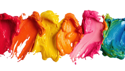 Vibrant paint strokes in a rainbow spectrum
