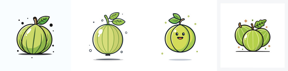 Indian Gooseberry vector icon collection with clean lines and modern minimal style.