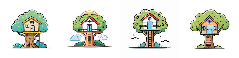 Fototapeta premium treehouse vector pack in contemporary style with balanced composition.
