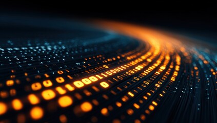 Abstract digital binary code spiral