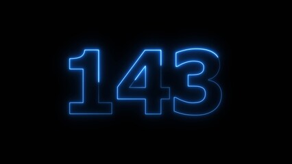 Abstract beautiful blue neon 143 number illustration background 4K.