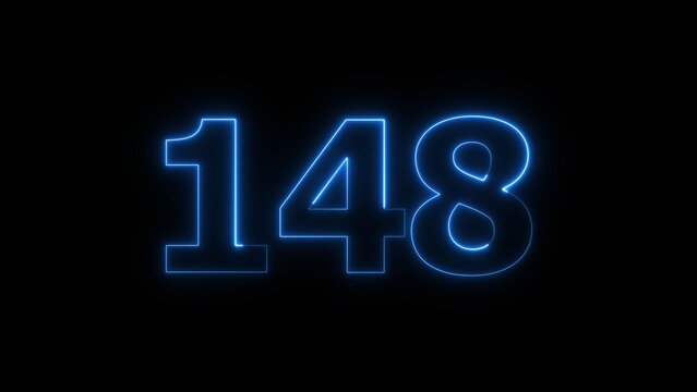 Abstract beautiful blue neon 148 number illustration background 4K.