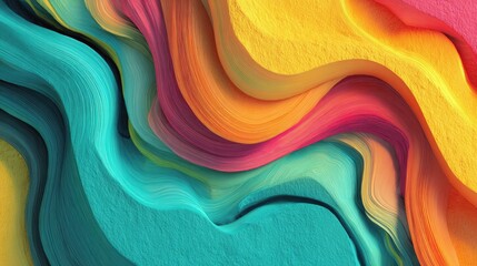 Abstract vibrant wavy layers of color
