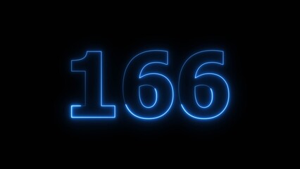 Abstract beautiful blue neon 166 number illustration background 4K.