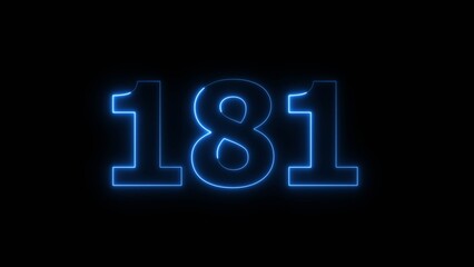 Abstract beautiful blue neon 181 number illustration background 4K.