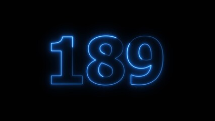 Abstract beautiful blue neon 189 number illustration background 4K.