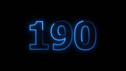 Abstract beautiful blue neon 190 number illustration background 4K.