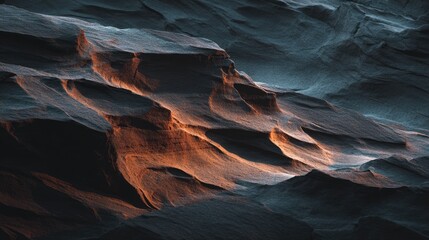 Abstract rocky landscape bathed in warm light
