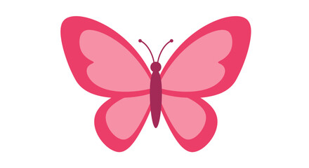 Vibrant pink butterfly with delicate wings and antennae on a clean white background