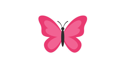 Vibrant pink butterfly with delicate wings and antennae isolated on a clean white background