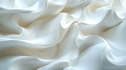 Fototapeta premium Abstract flowing white fabric creates a dynamic and elegant background texture.