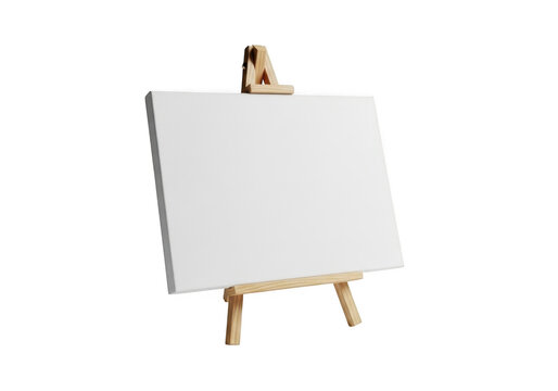 Wooden easel with blank canvas isolated on transparent background