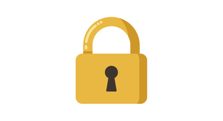 Brightly colored golden padlock with a black keyhole symbolizing security and protection