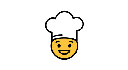 Happy chef emoji wearing a tall white toque blanche hat smiling with joy