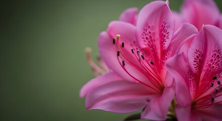 Pink Lily Flower Blooming Close Up with Green Background for Nature and Floral Design