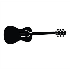 Classic acoustic guitar silhouette simple black music instrument symbol iconic design