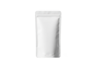 Blank white stand up pouch packaging isolated on transparent background