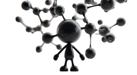 Abstract digital art of a stylized character surrounded by interconnected shapes