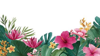 Obraz premium Vibrant floral border against black