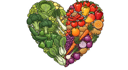 Heart Shape Made of Vegetables Vector