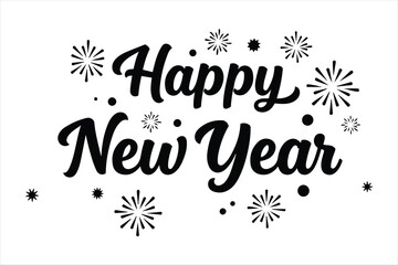 Festive happy new year greeting with fireworks and stars for celebrations