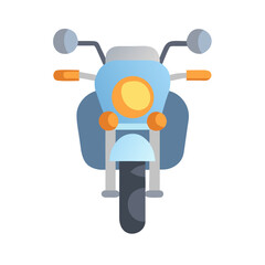 Classic Cruiser Motorcycle Front View Vector Icon. Motorbike for Road Travel and Adventure Riding
