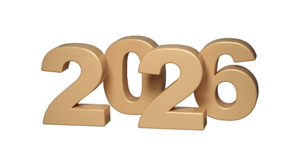 2026 3D numbers Happy New Year. celebration christmas gold Holiday design